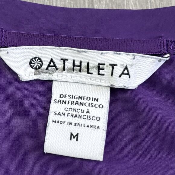 Athleta Purple Shirt Top Women’s Size Medium Gym Workout Yoga Casual Stretch - Picture 5 of 8